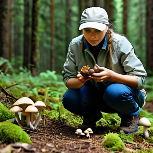 Home 6 **
"A professional female mycologist, fully clothed in appropriate outdoor gear, kneeling in a forest examining wild mushrooms, detailed shot, safe for work, perfect anatomy, correct proportions, natural pose, well-formed hands, proper finger count, natural body proportions, forest background, realistic lighting, high quality, professional photography, family-friendly, appropriate content."
**