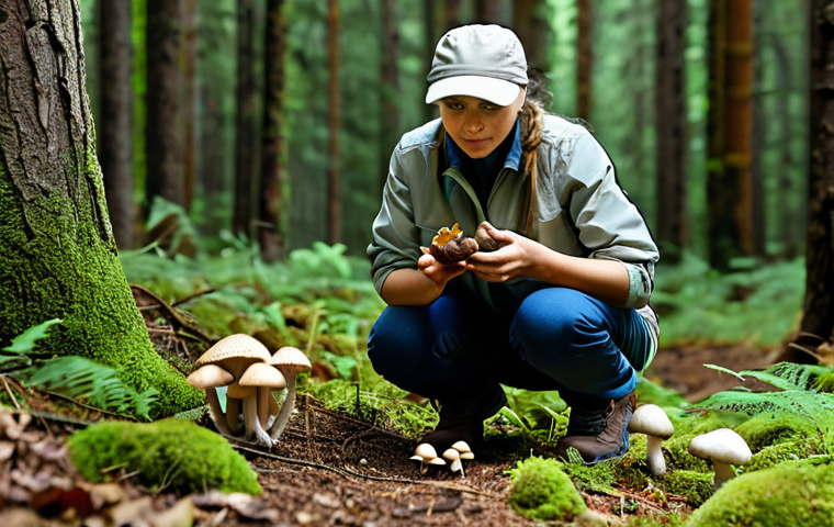 **
"A professional female mycologist, fully clothed in appropriate outdoor gear, kneeling in a forest examining wild mushrooms, detailed shot, safe for work, perfect anatomy, correct proportions, natural pose, well-formed hands, proper finger count, natural body proportions, forest background, realistic lighting, high quality, professional photography, family-friendly, appropriate content."
**