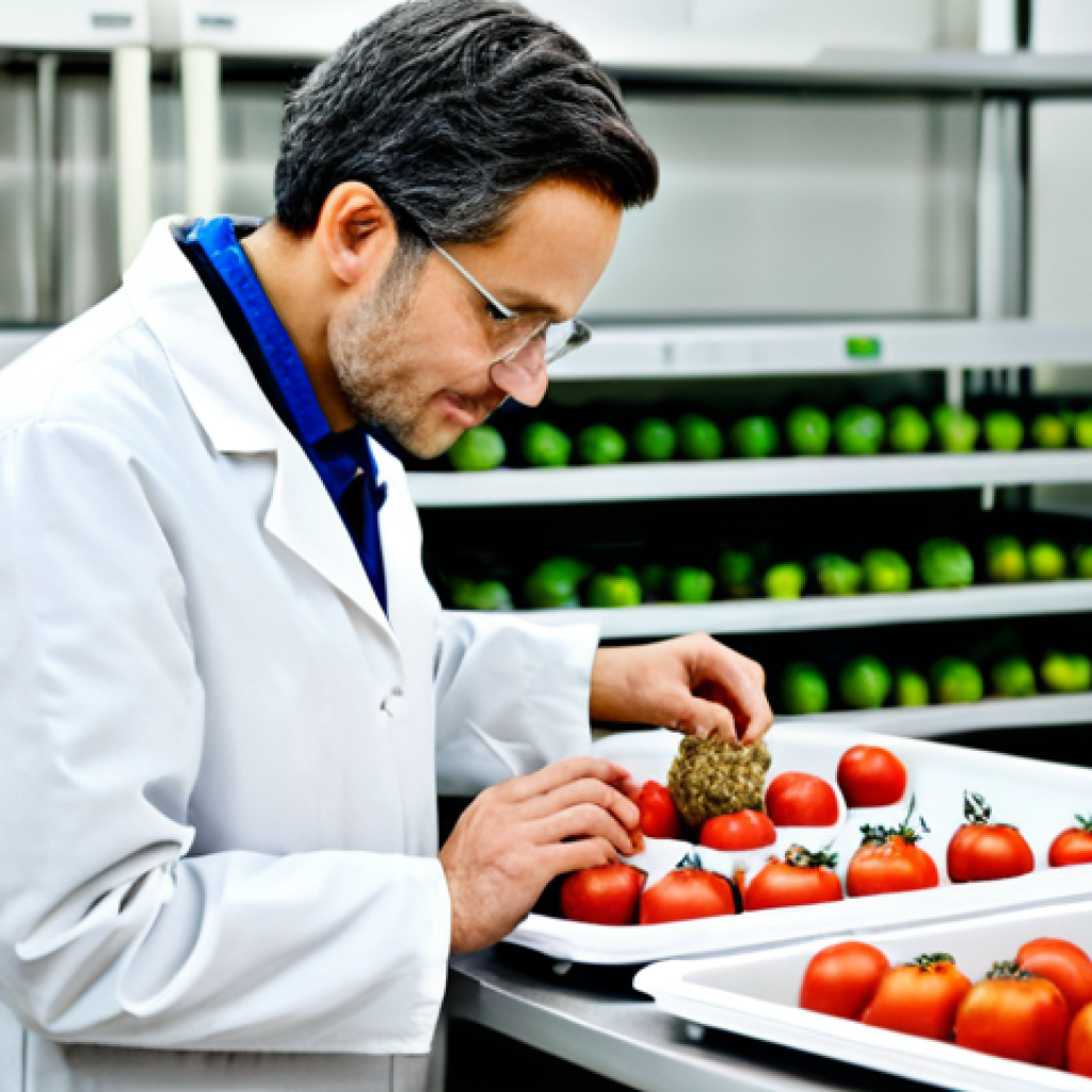 Mycelium Packaging Innovation**
"Close-up of a fully clothed scientist in a clean lab coat, examining a molded packaging made from mycelium (mushroom roots), showcasing its natural texture and shape. The packaging is holding fresh produce, like apples or tomatoes. Background: blurry lab equipment and growing trays. Safe for work, professional, appropriate content, perfect anatomy, natural proportions, fully clothed, modest attire, showcasing innovation."
**