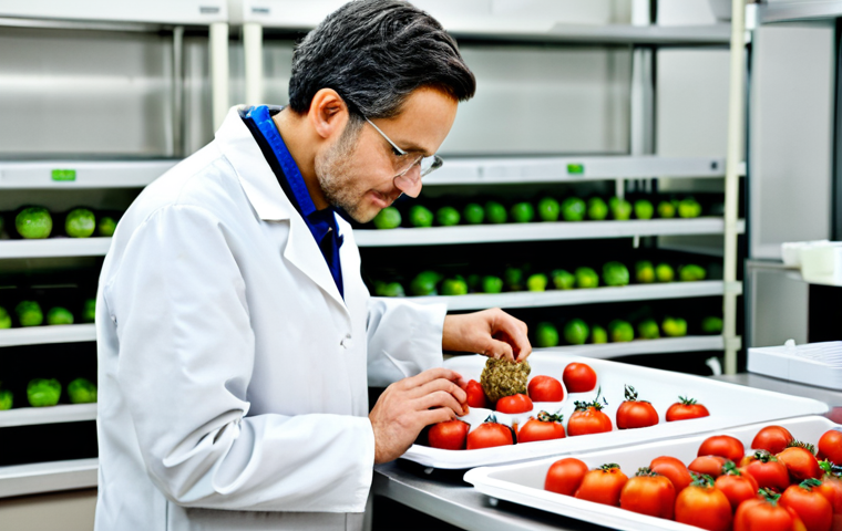 Mycelium Packaging Innovation**
"Close-up of a fully clothed scientist in a clean lab coat, examining a molded packaging made from mycelium (mushroom roots), showcasing its natural texture and shape. The packaging is holding fresh produce, like apples or tomatoes. Background: blurry lab equipment and growing trays. Safe for work, professional, appropriate content, perfect anatomy, natural proportions, fully clothed, modest attire, showcasing innovation."
**
