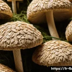 Home 21 버섯 패키징 소재의 혁신 - A close-up view of sustainable packaging made from mycelium, showing a textured, lightweight, and fi...